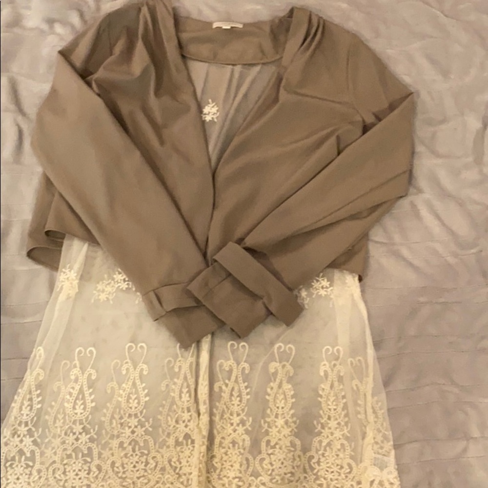 Never worn boutique lace/satin cardigan
